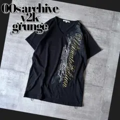 00s archive 平成ギャル男 ピチTシャツ 英字 黒金 お兄系 y2k