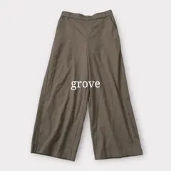 grove グローブ ワイドパンツ Lサイズ ブラウン 千鳥格子 チェック