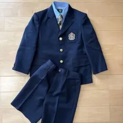 【美品】子供用スーツ120㎝紺ネイビー　シャツネクタイ付　#男の子スーツ金ボタン
