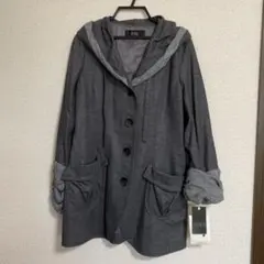 未使用グレー フード付きダッフルコート