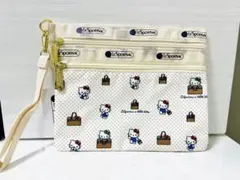 レスポートサック サンリオ キティ 二段 ポーチ　ホワイト