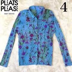 極美品✨PLEATS PLEASE プリーツ 長袖 ブラウス 花柄 サイズ4 - メルカリ