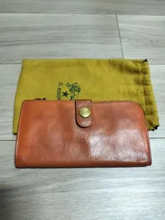【中古品】IL BISONTE（イルビゾンテ）のレザー長財布　オレンジ系