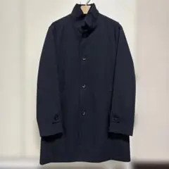 ネイビー ステンカラーコート 4つボタン