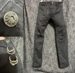 美品 DIESEL ディーゼル　フロントジップ装飾　ブラックパンツ　インポート
