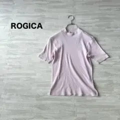 0 ROGICA リブ モックネック 半袖 カットソー 刺繍 ピンク Mのサムネイル