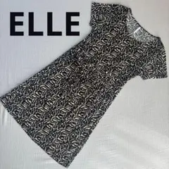 ELLE ワンピース 総柄 リボン付き 膝丈 半袖 上品 きれいめのサムネイル
