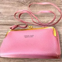 FOREVER YOUNG がま口 お財布ショルダーバッグ 長財布 ピンク