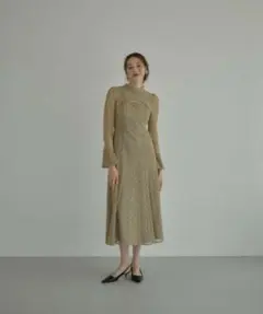 Andresd back open geometric dress イエロー　S