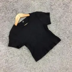 ✨UNIQLO✨ユニクロ♡リブニット♡半袖♡着回し抜群♡ブラック(S)