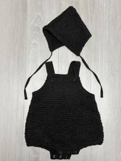 nunubiel 黒ロンパース Mサイズ 帽子付き