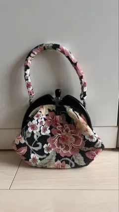 希少 ビーズ がま口 ハンドバッグ