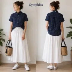 Gymphlex ジムフレックス ドット柄 半袖 ボタンダウンシャツ 綿100％のサムネイル