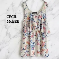 CECIL McBEE セシルマクビー　花柄ティアードノースリーブトップス Mのサムネイル