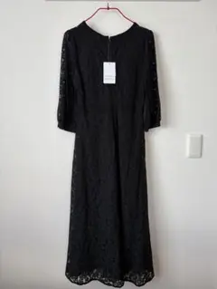 ブラック フルレース 七分袖 お呼ばれワンピース