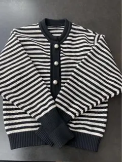 カーディガン　パール　ボタン