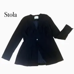 ストラ Stola. ノーカラージャケット 【M】 紺 レーヨン混 オフィス