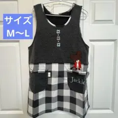 【新品】くまのがっこう　ジャッキー　エプロン　ニット　チェック　赤いジャケット
