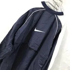 00ｓ NIKE ビッグスウォッシュ プルオーバー ナイロンジャケット 紺 XL