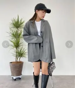 emutto オーバーサイズテーラードジャケット グレー