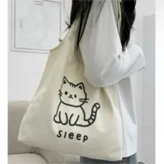 大容量 帆布トートバッグ カジュアル 軽量 多用途 猫柄