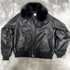 レザージャケット ファー付き 襟ファー　G1 短丈 古着 ストリート　韓国