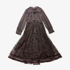 アクシーズファム フロッキー プリントレースワンピース チュール ボウタイ