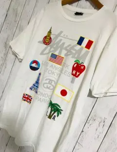 『有名世界-ワールドツアー』爆限定 STUSSY Tシャツ 総柄 旗  HUF