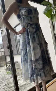 シフォンマキシドレス　ブルー系