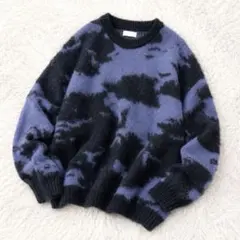 エンダープロダクツ クルーネックニット ビックシルエット タイダイ柄 ブルー L