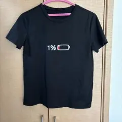 1% バッテリーアイコン プリント Tシャツ ブラックのサムネイル