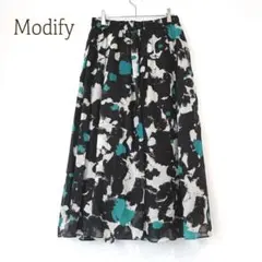 モディファイ　フレアスカート 総柄　ウエストゴム（XL）モード 日本製