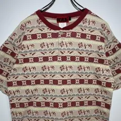 NAB. ヘンリーネック　Tシャツ サイズM 総柄　花柄　おしゃれ　希少　古着