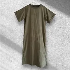SIMPLICITE カーキ 袖シャカシャカロングワンピース軽量シンプリシテェ