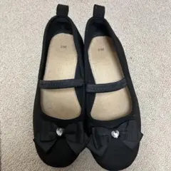 女の子　ブラックリボン付きフォーマルシューズ 20.0