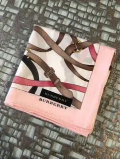 Burberry 大判ハンカチ　(ピンク＆ ベルト柄) 50✖︎50cm