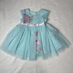 水色 花刺繍 ドレス 12M 1歳前後 75〜80cm