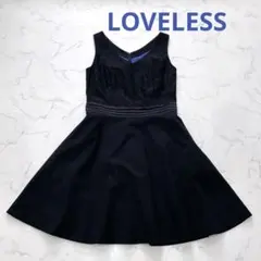LOVELESS ラブレス ワンピース ノースリーブ 膝丈 レース ブラックのサムネイル