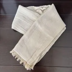 コットンストール　麻(リネン)ベージュ生地 フリンジ付き