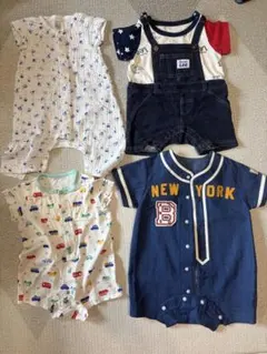 ベビー服4点セット（ロンパース、オーバーオール）