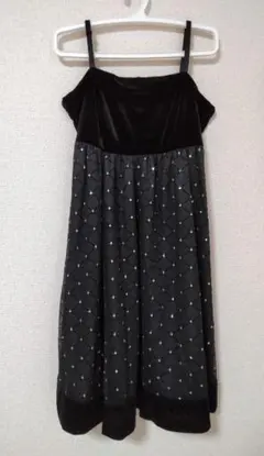 【美品】パーティードレス 結婚式 ベルベット ミモレ丈 ラメ