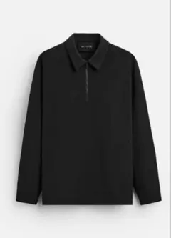 ZARA ザラ　メンズ ハーフジップ ポロシャツ ブラックのサムネイル