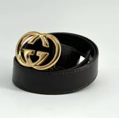 GUCCI グッチ ダブルGロゴ ビックロゴ レザーベルト GGバックル