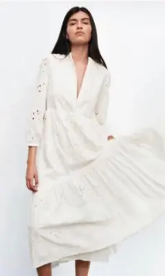 ZARA カットワーク刺繍ワンピース XS