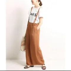 【SLOBE IENA 】リネンライクサスペンダーパンツ◆ ブラウン　38