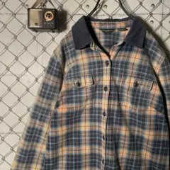 エディーバウアー チェック ネルシャツ 襟袖切替 コーディロイ