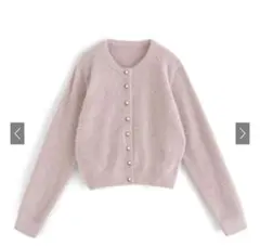 グレイルgrlラメフェザーニットカーディガン[kz443]ピンクパールボタン