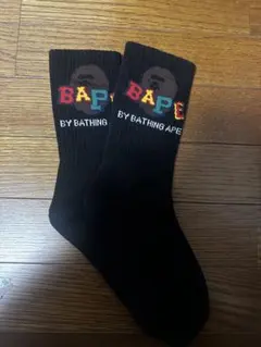 A BATHING APE BAPE ロゴ ソックス ブラックのサムネイル