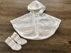 ジェラピケ　ベビモコボーダー　ポンチョ　くつ下