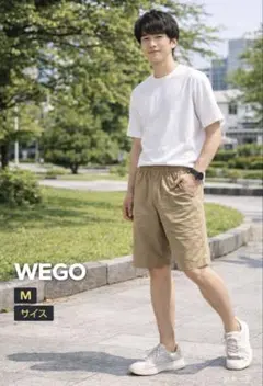 美品　WEGOハーフパンツMブラウン　楽ちん　夏　ウエストゴム　厚手生地